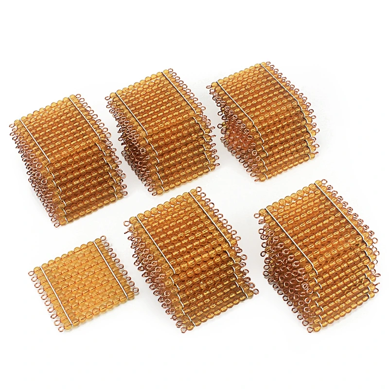 Montessori Materials Math Toy Golden Beads 45Pcs Squares for Hundred 100 Golden Beads Toys for Children Preschool Learning Kids 4