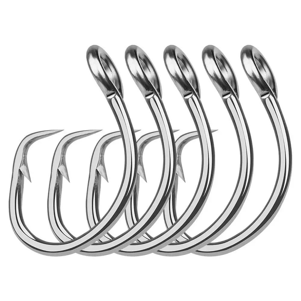 

5pcs Anticorrosion Giant Fishing Hook Trolling Fishing Stainless Steel Big Game Fishhook Forged 11/0#-16/0# Tuna Hook