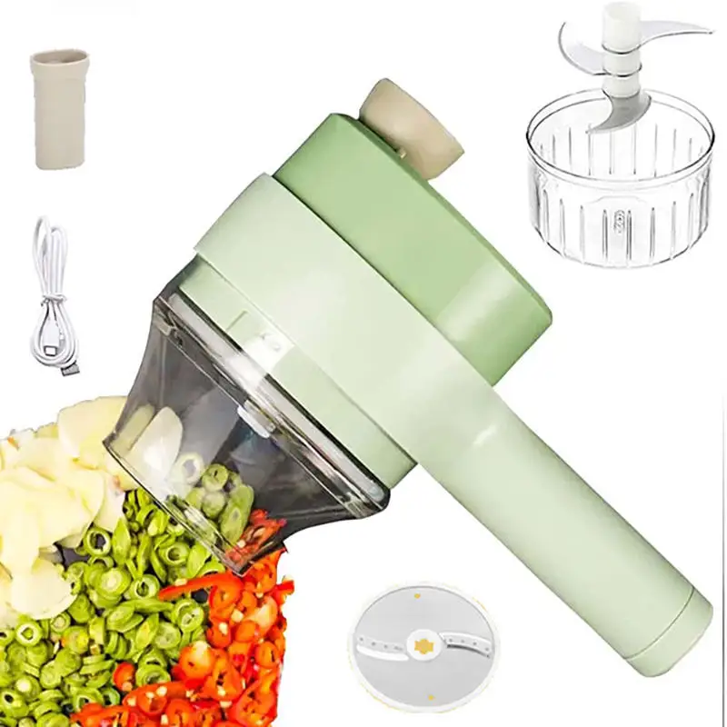 Mini 4In1 USB Vegetable Cutter Handheld Wireless Electric Garlic Masher Food Chopper Meat Peel Slicer Grinder Machine