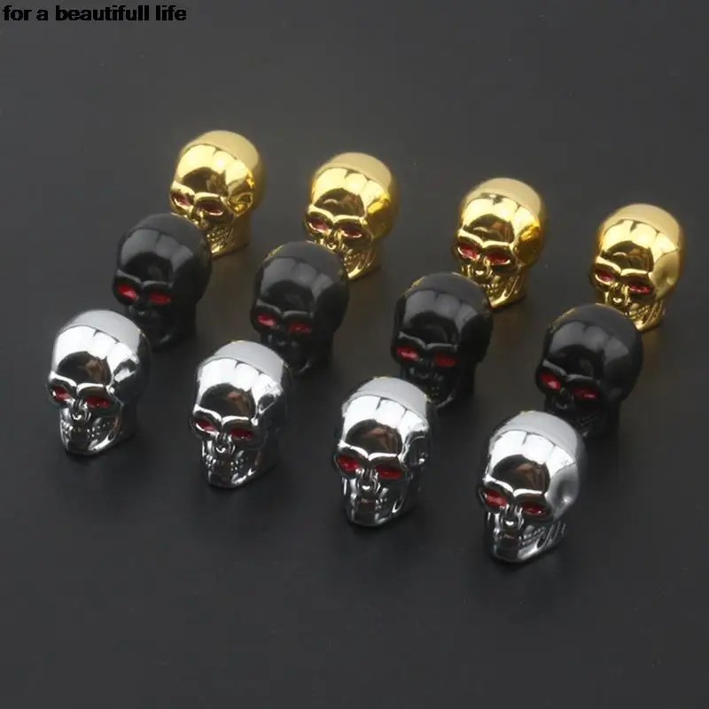 

4pcs Skull Shape Car Valve Caps Wheel Valve Cap Auto Tyre Air Valve Stem Caps Dust Cover For Bike Car Vehicles Styling Wheels