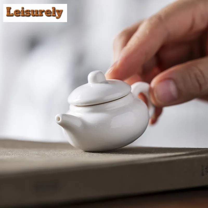 20ml Fingertip White Porcelain Pot Mini Tea Set Accessories Household Ceramic Tea Pet Ornaments Pocket Play Toys Kung Fu Teaset
