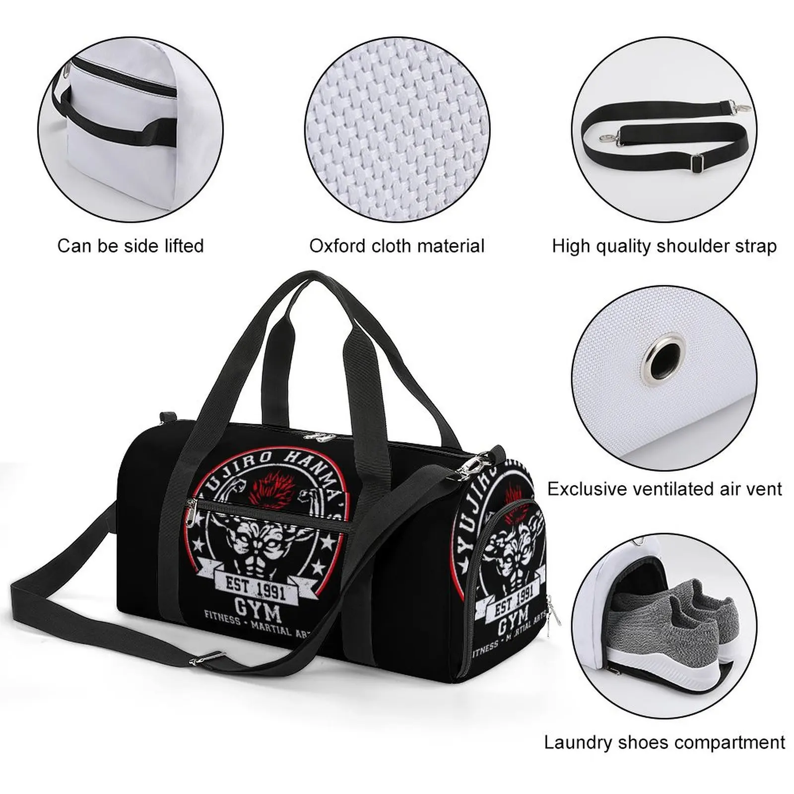 Baki The Grappler Yujiro Hanma Gym Gym Bag Fitness Martial Arts Waterproof Sports Bags Accessories Travel Handbag Fitness Bag 4