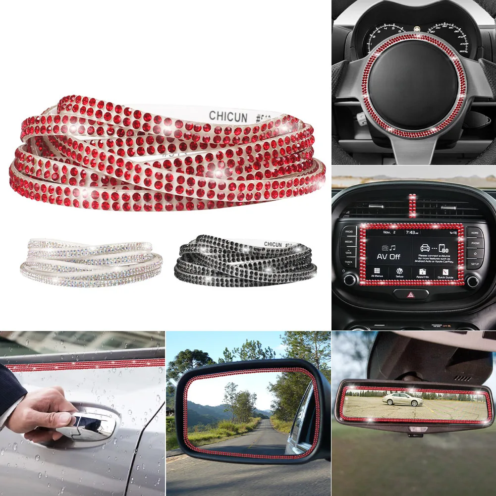 

5m Car DIY Shiny Rhinestone Strip Self Adhesive Car Decoration Bling Crystal Diamond Sticker Ribbon Car Interior Exterior