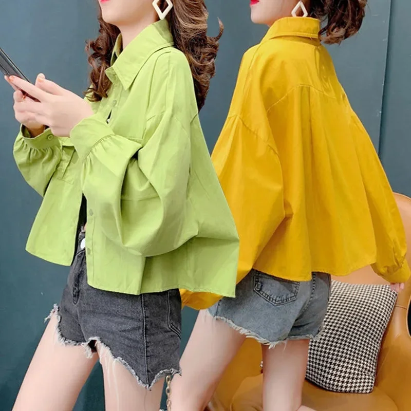 Temperament Short Shirt Female Trendy ins Spring Autumn 2022 New Korean Version Loose and Lazy Wind Thin Cardigan Top Women Coat
