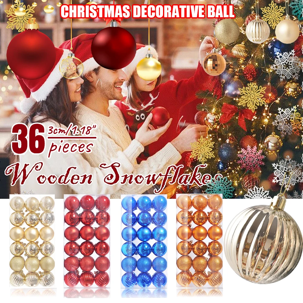 36pcs Christmas Balls 4cm Christmas Tree Ornaments Balls Xmas Decor Hanging  Tree Pendants New Year Gift Noel Clearance Sale - AliExpress