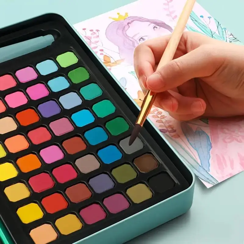 Premium Watercolor Set-36-60 Vibrant Colors, Washable Latex Pigments and Brushes for Artists and Students