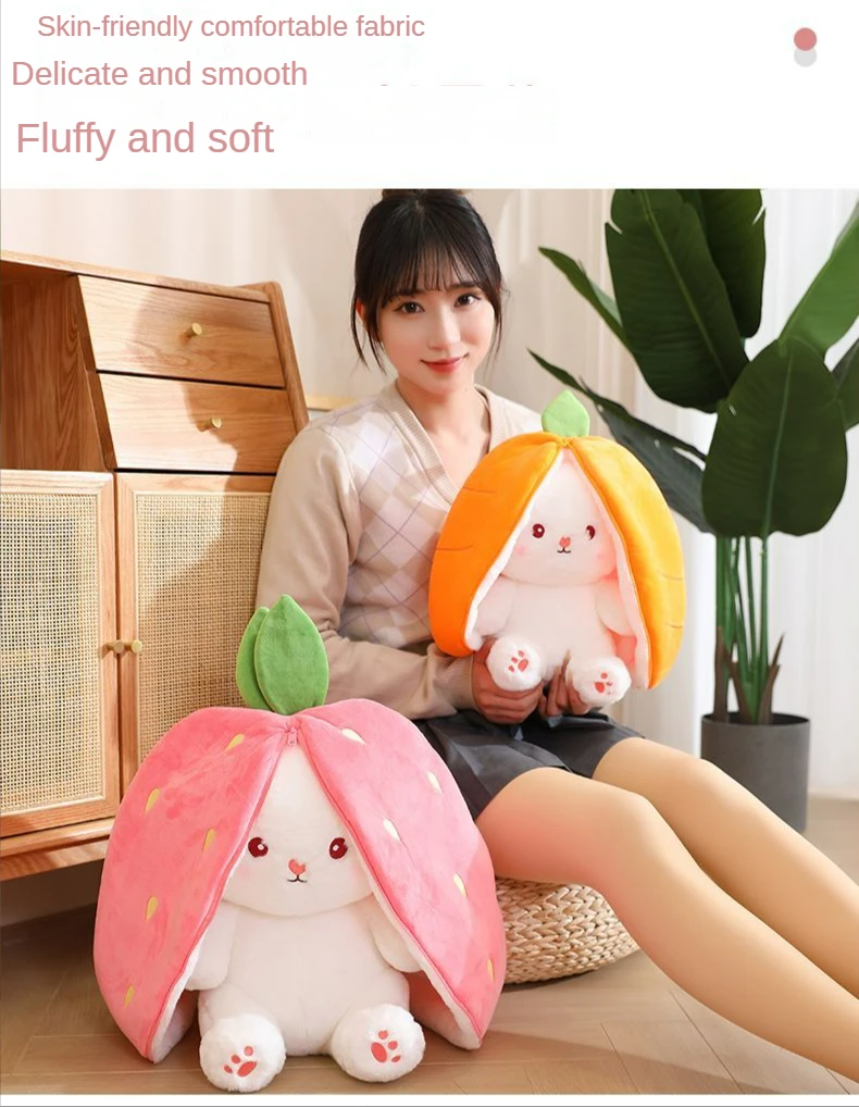 Funny Changeable Bunny Cute Pillow Plush Toys Stuffed Animal Rabbit Hiding In Carrot Strawberry Rabbit Doll Chair Cushion Gift 16 Funny Changeable Bunny Cute Pillow Plush Toys Stuffed Animal Rabbit Hiding In Carrot Strawberry Rabbit Doll Chair Cushion Gift
