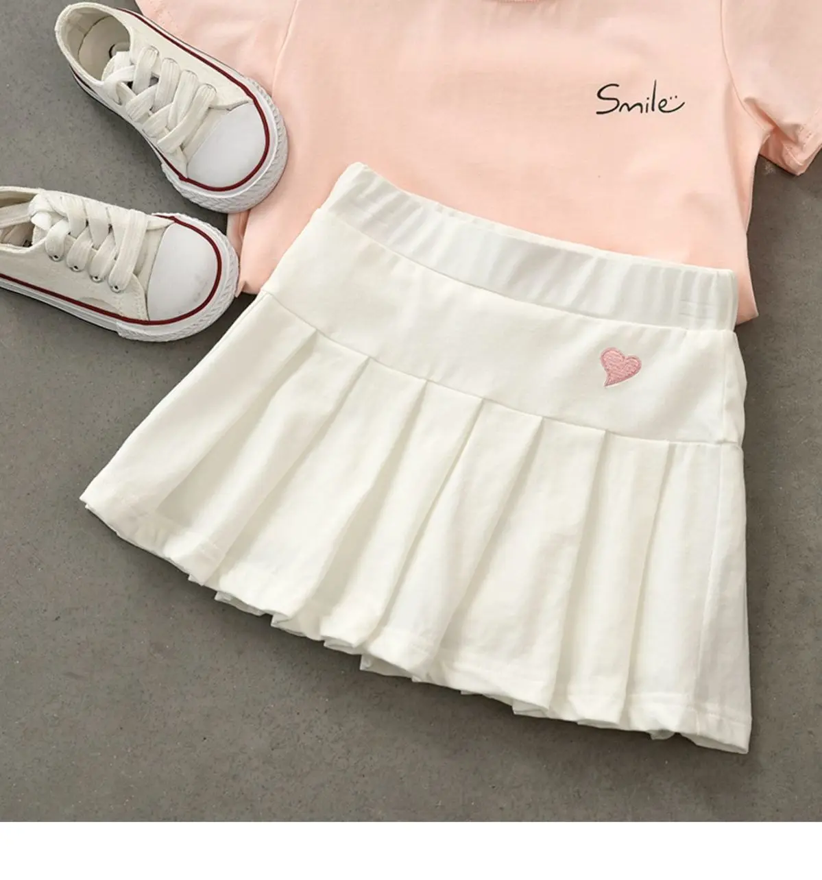 Children Skirts Summer Dress with Safety Pants Pleated Skirt Pants
