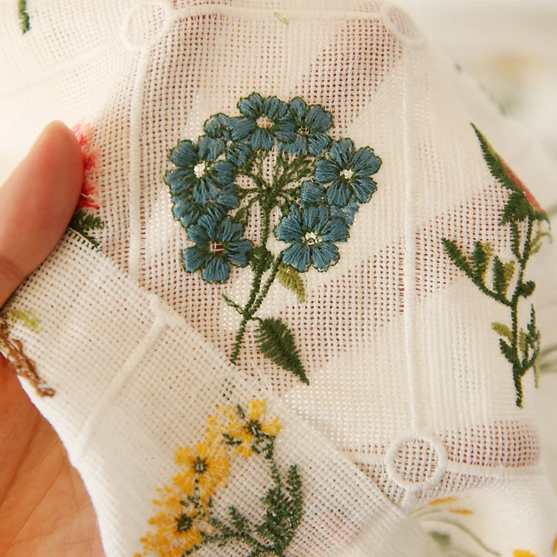 White Cotton Mesh Color Plant Flower Embroidered Lace Fabric 50x145cm Clothing Skirt Dress Cheongsam Tablecloth Background Cloth lace fabric