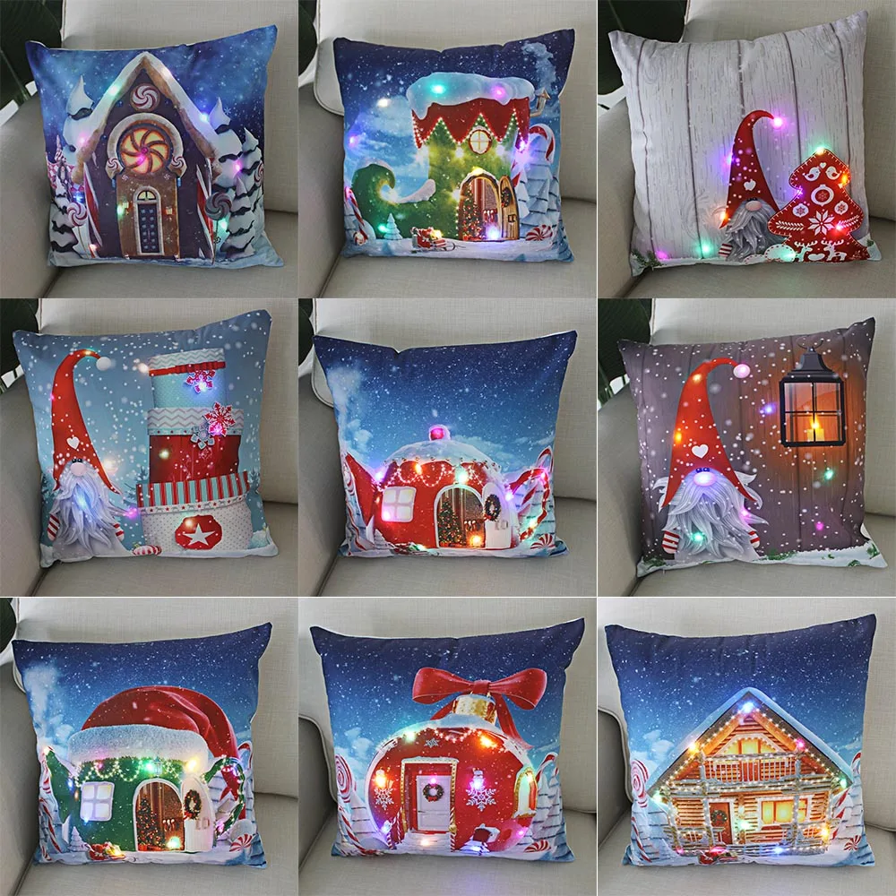 

2024 Christmas New Luminous Pillowcase LED Light Low Polyester Cover Letter Home Decoration 45x45cm