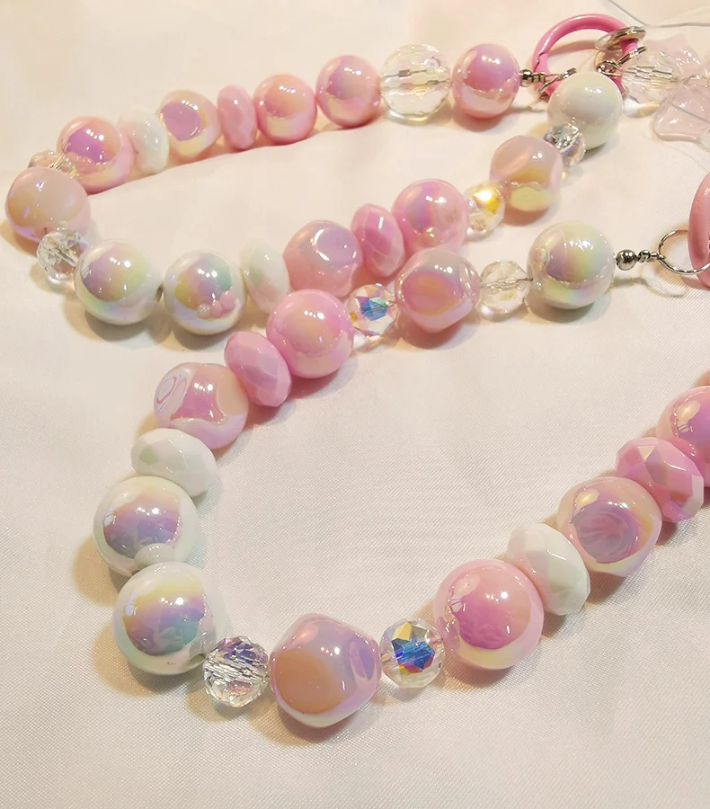 curta, pulseira, Satchel urso boneca pingente, cristal arco cadeia cordão