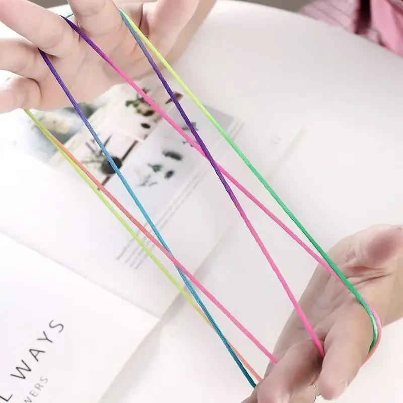 3PCS 어린이를위한 크리 에이 티브 레인보우 로프 손가락 스트링 게임 십대 소년 소녀 어린이 날 생일 파티 용품 선물