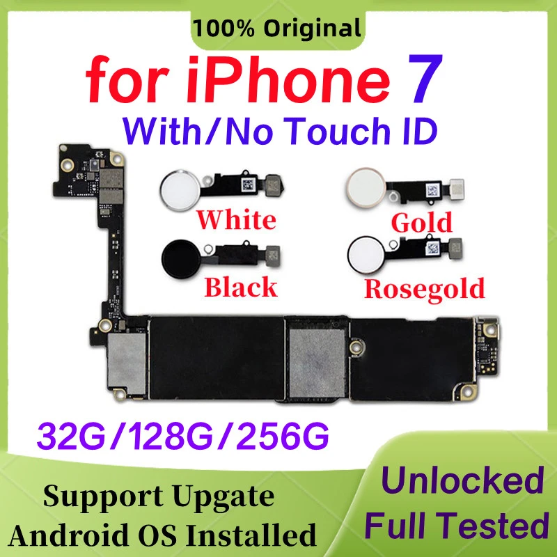 Original Unlocked For Iphone 7 Motherboard With Touch Id 256gb 128gb