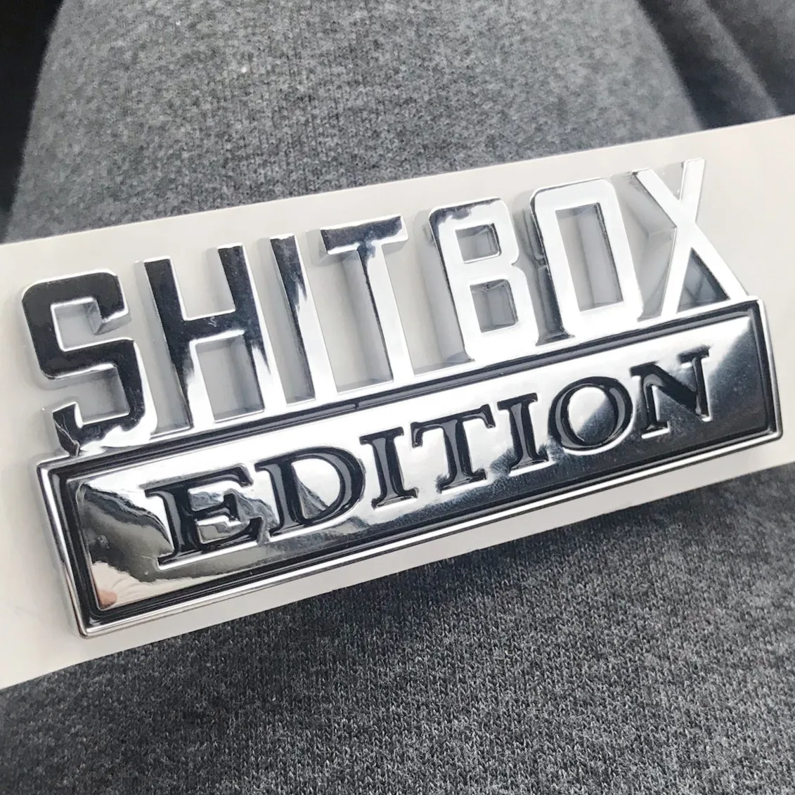 

3 Colors 1pcs 3D ABS Emblem SHITBOX EDITION Badge Car Tail Side Sticker Accessories