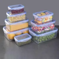 1/4PCS Portable Plastic Refrigerator Storage Box Sealed Rectangular with Lid Trasparent Crisper Stackable Fresh-Keeping Box 1