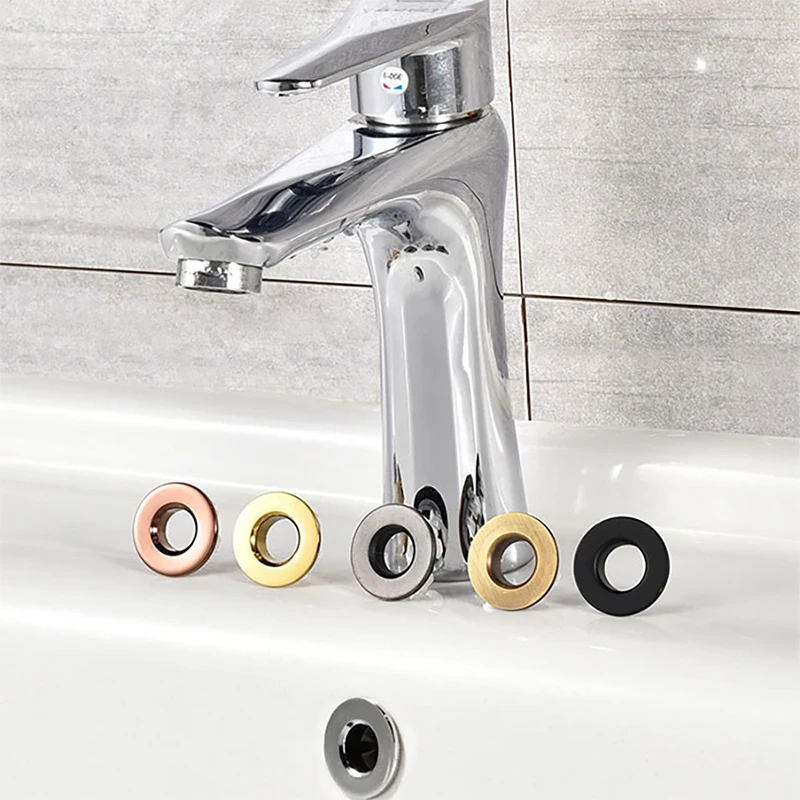 Sink Overflow Cover Bathroom Basin Faucet Sink Overflow Cover Brass Six Foot Ring Insert Replacement Hole Cover Cap Chrome Trim Bathroom Accessories