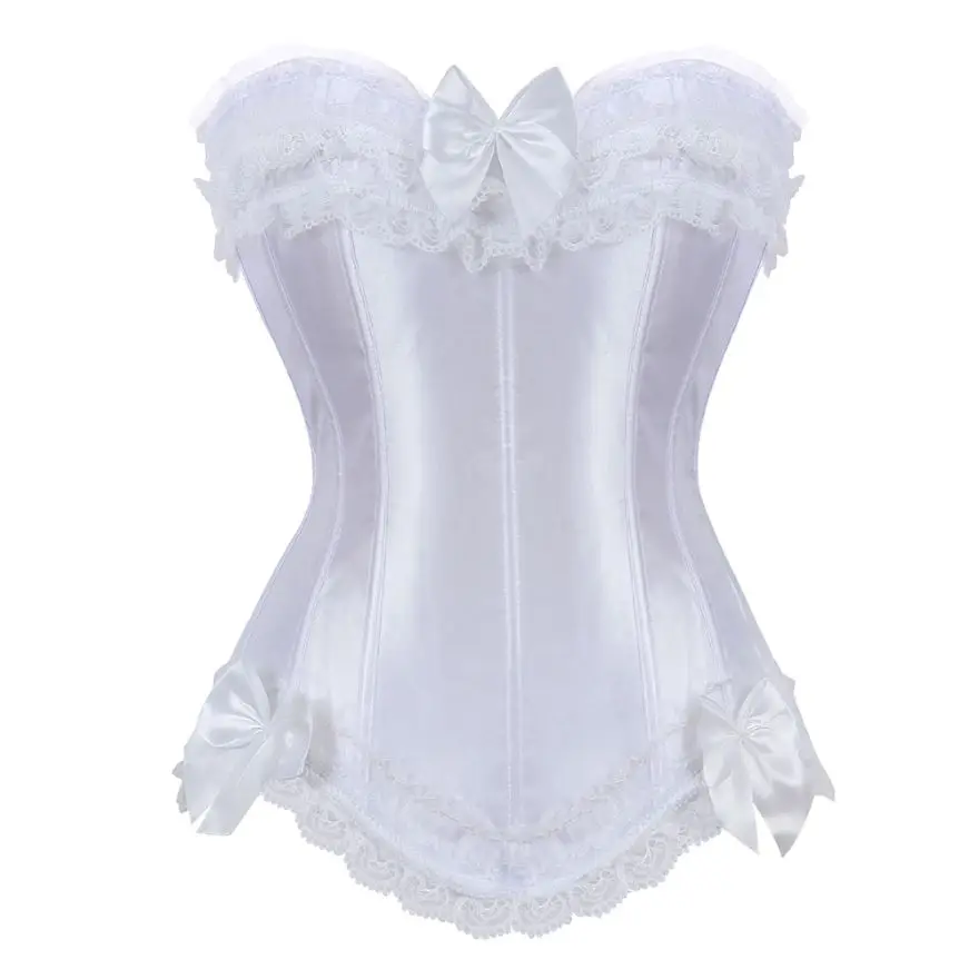 Sexy Women Bustier Corset Lace Overlay Corset Top Boned Waist Trainer Lingerie Overbust Corsets Body Shaper Plus Size