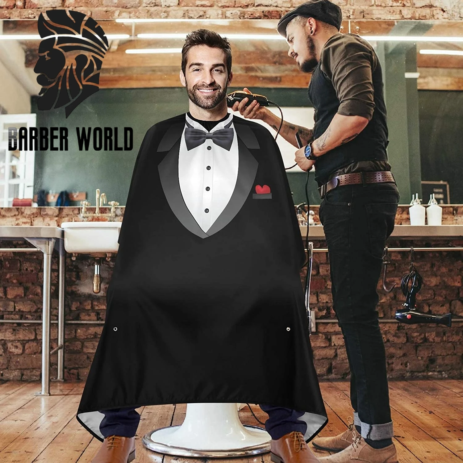 

Spot Barbershop Capes Pattern of Suit Professional Salon Haircutting Shirt Antistatic Hairdresser Apron Barber Styling Tools