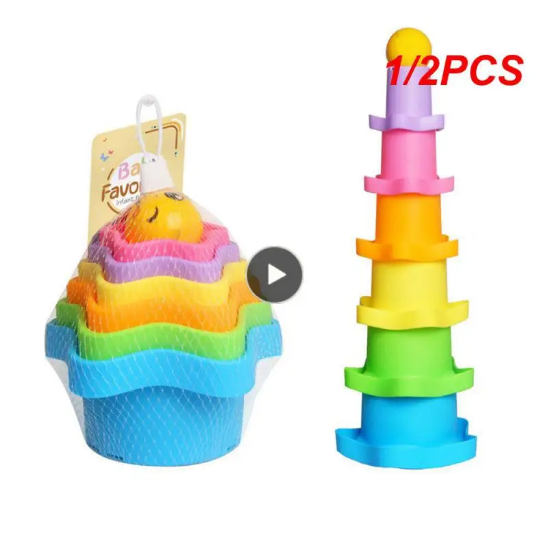 

1/2PCS Fun Stacking Cups Toy Children's Educational Cartoon Animals Stacks Beach Playing Bathing Toys Child's Birthday Present