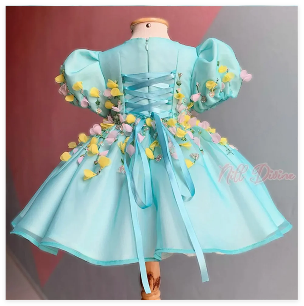 Flower Girl Dresses Floral Girls Dresses Satin Dress for Weddings Beads Birthday Party Gowns