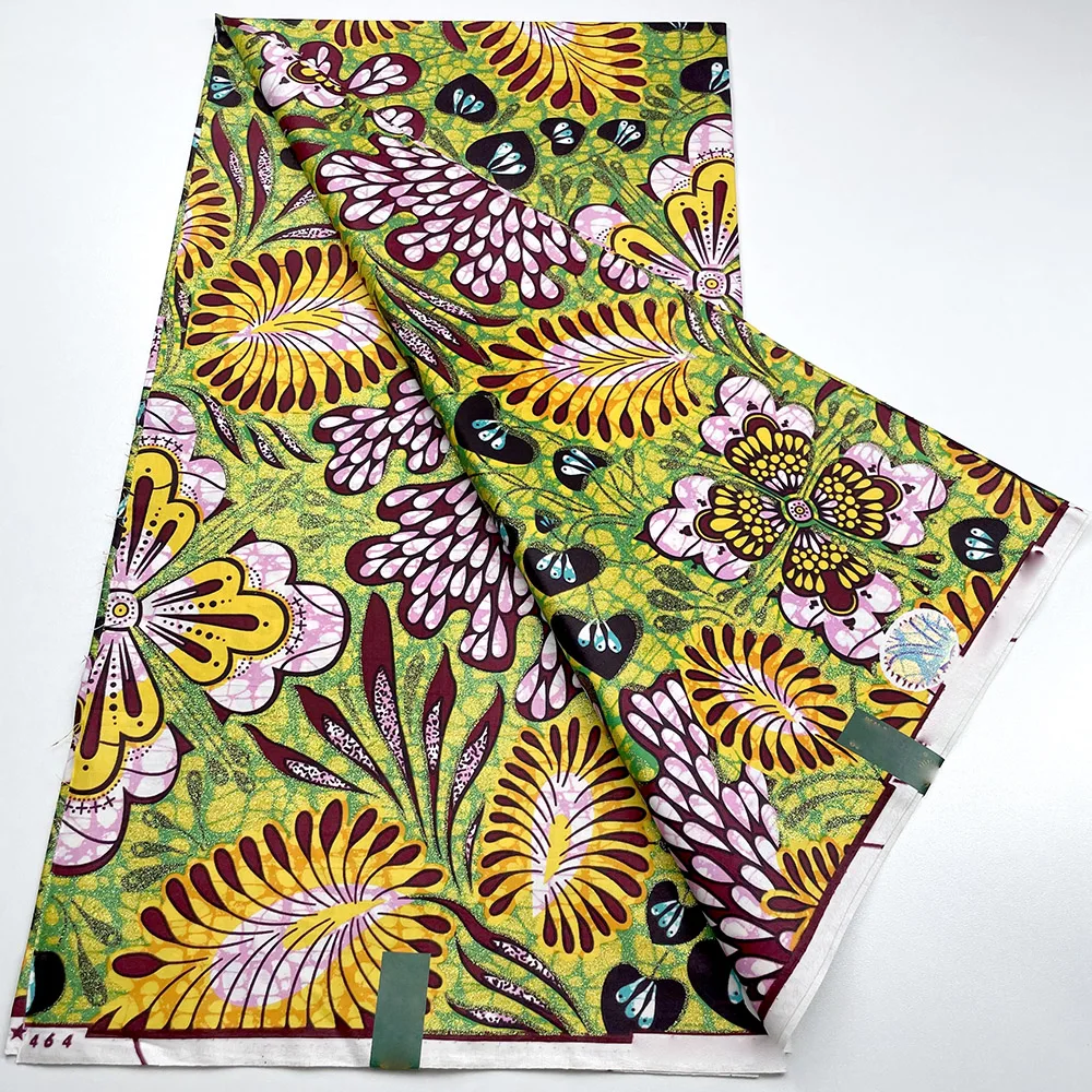 

New African Grand Golden Wax Fabric Ankara Glitter Golden Wax Soft Flash Gold Print Batik High Quality Pagne Purple Women Tissus
