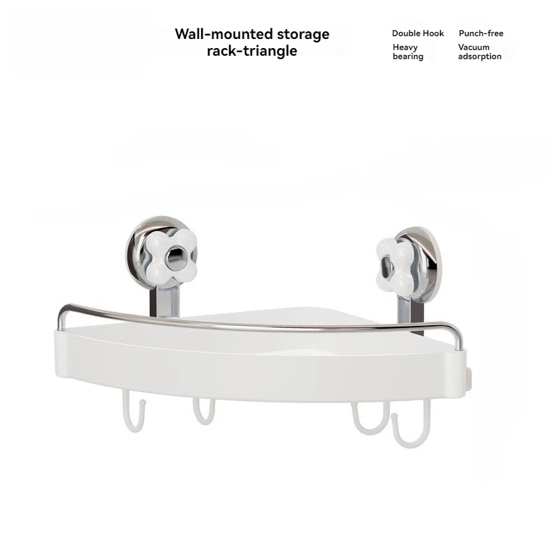 Suction Cup Kitchen Storage Rack Pot Lid Storage Rack with Hook Multi-Functional Wall-Mounted Punch-Free Wall Seasoning Rack 5