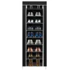 Room-saving 10-Layers 9 Lattices Non-woven Fabric Shoe Rack Black 2