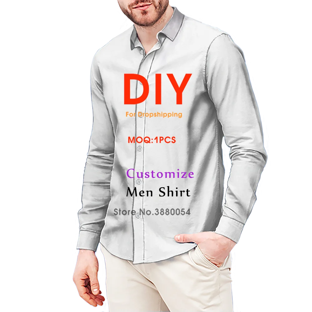 Noisydesigns 3D Custom Men's Long Sleeve Shirt Casual DIY Logo Pattern Name 2022 Plus Size 4XL For Party Travel Dropshipping button up short sleeve shirts & tops