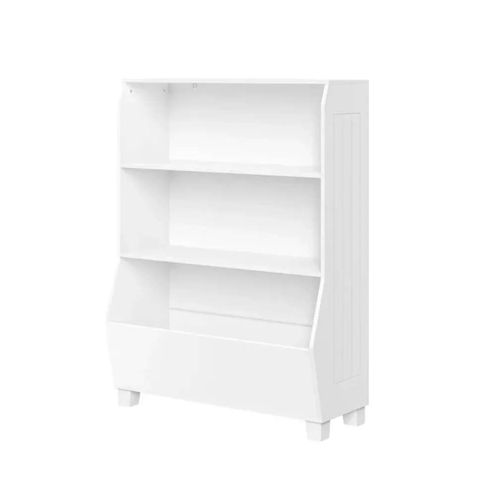 New 2025 Kids 34in Playroom Bookshelf with Veggie Bin Organizer and 2 Open Toy Storage Shelves 3