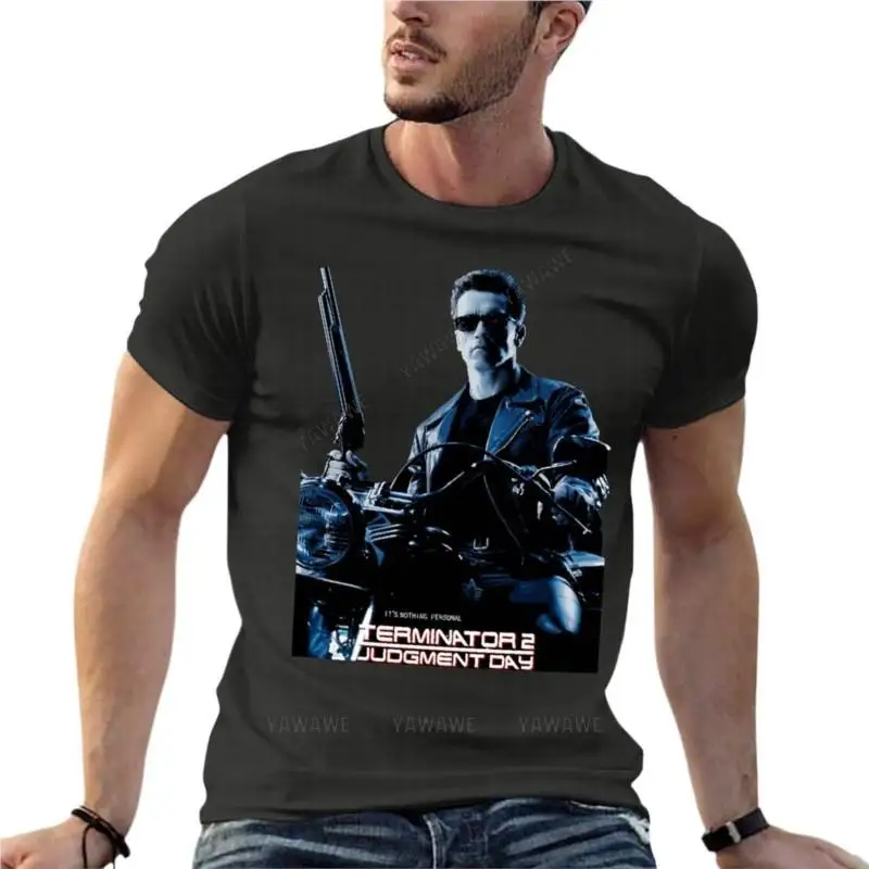 

Terminator 2 Movie Judgment Day Arnold Oversize T-Shirt Personalized Mens Clothes Cotton Streetwear Large Size Tops Tee