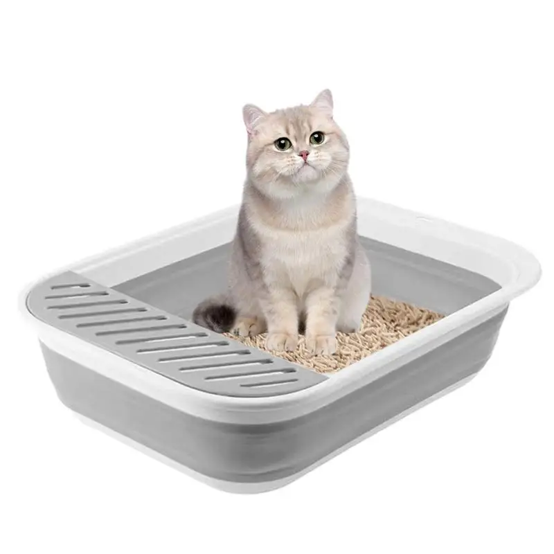 

Foldable Litter Box Waterproof Travel Portable Litter Boxes Litter Trays Pet Supplies With Pedal Safe For Small Cats Kittens