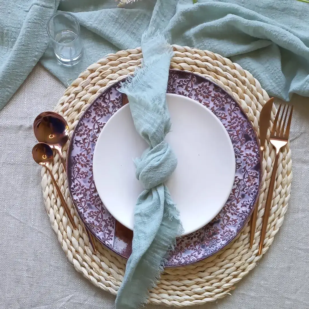 40PCS 32x32cm Cotton Crepe Napkins,Kitchen Retro Burr Texture Tea Cloth,Dining Place Mats,Dinner Table Rustic Wedding Decor