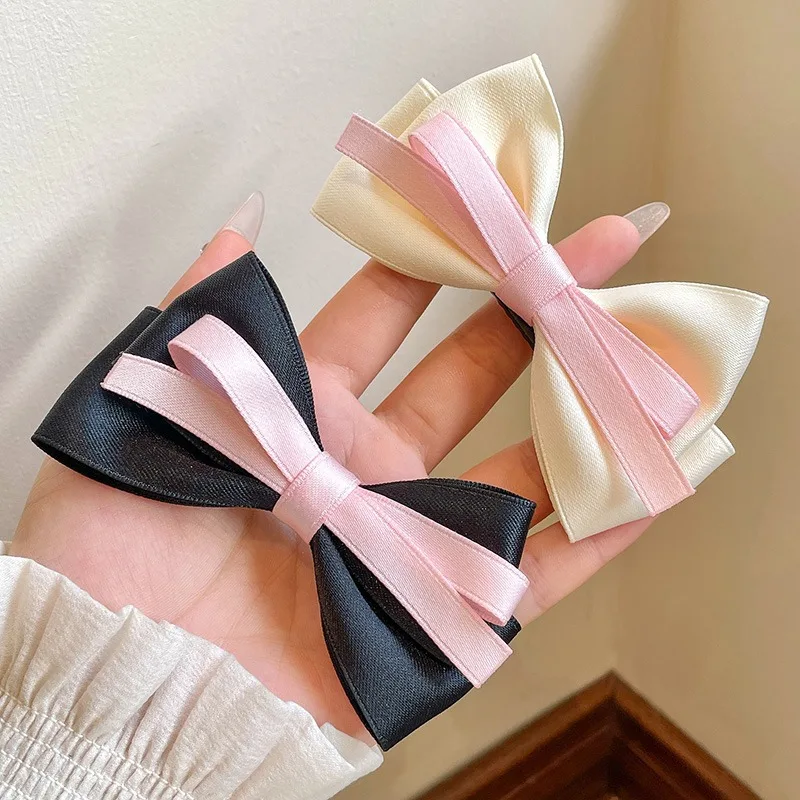 Pink Bow for Girls. Double Satin Pink Bow. Pink Bow Barrette for Women.  Pink Hair Clip for Girls. Toddler Bows. Pink Flower Girl Bows. 