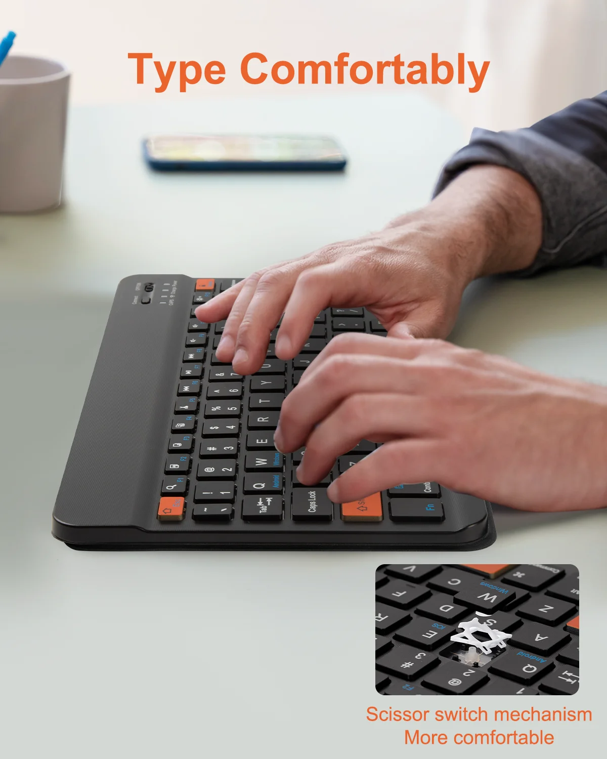 Universal Ultra-Slim Bluetooth Keyboard with Adjustable Stand