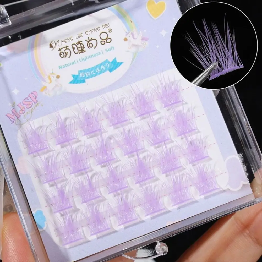 Colorful Segment Eyelashes Soft Stem Natural False Eyelashes Wispy 3D Mink Hair Individual Lashes for Eyelash Extension