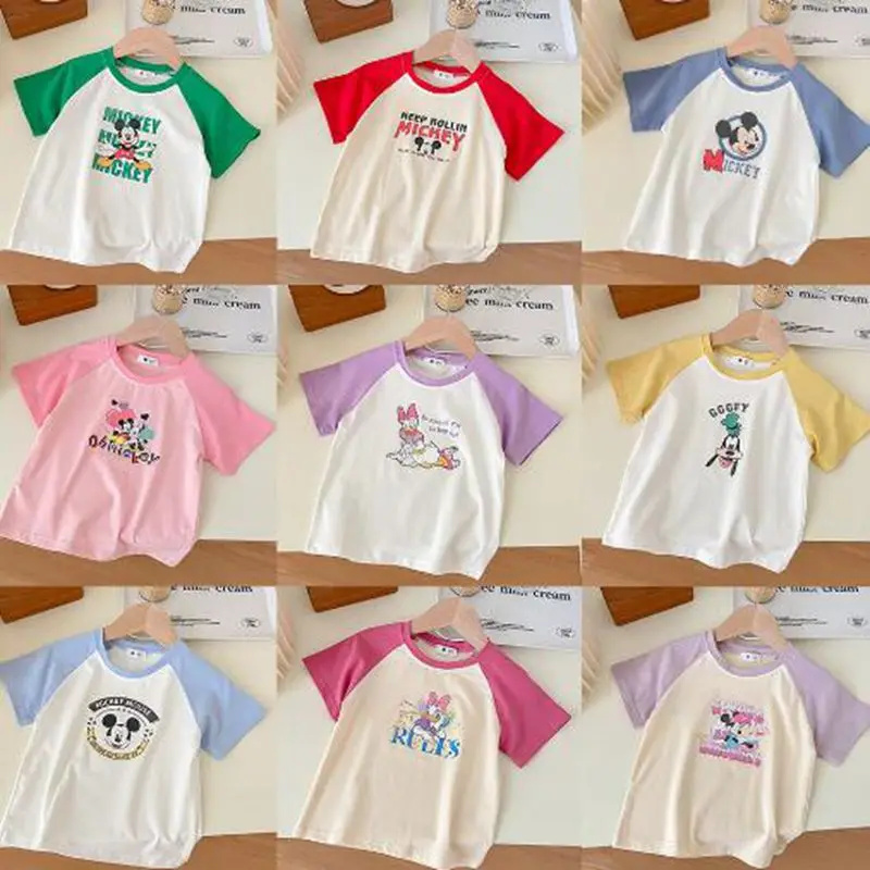

Summer Short Sleeve Tshirts Clothes For Girls Baby Tops Toddler Cotton Princess Cartoon Mickey Kids Tee Tshirt Children Outfit