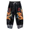 Japanese Kimono Pants Women Men Samurai Dragon Print Harem Pants Loose Elastic Waist Chinese Style Cosplay Trousers 3