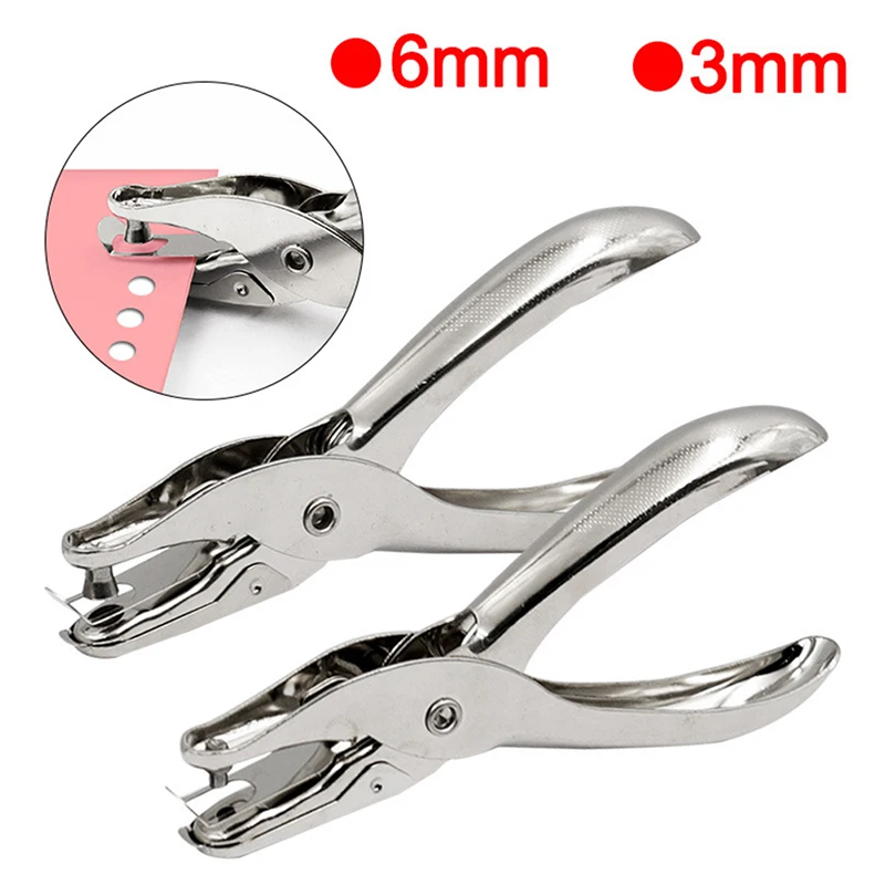 Round Hole Punch Cutter Set Hole Punch Cutter Set Round Hole Punch Set Single Hole Puncher Metal 3mm/6mm Pore Diameter Punch Pliers Hand Paper Scrapbooking Punches