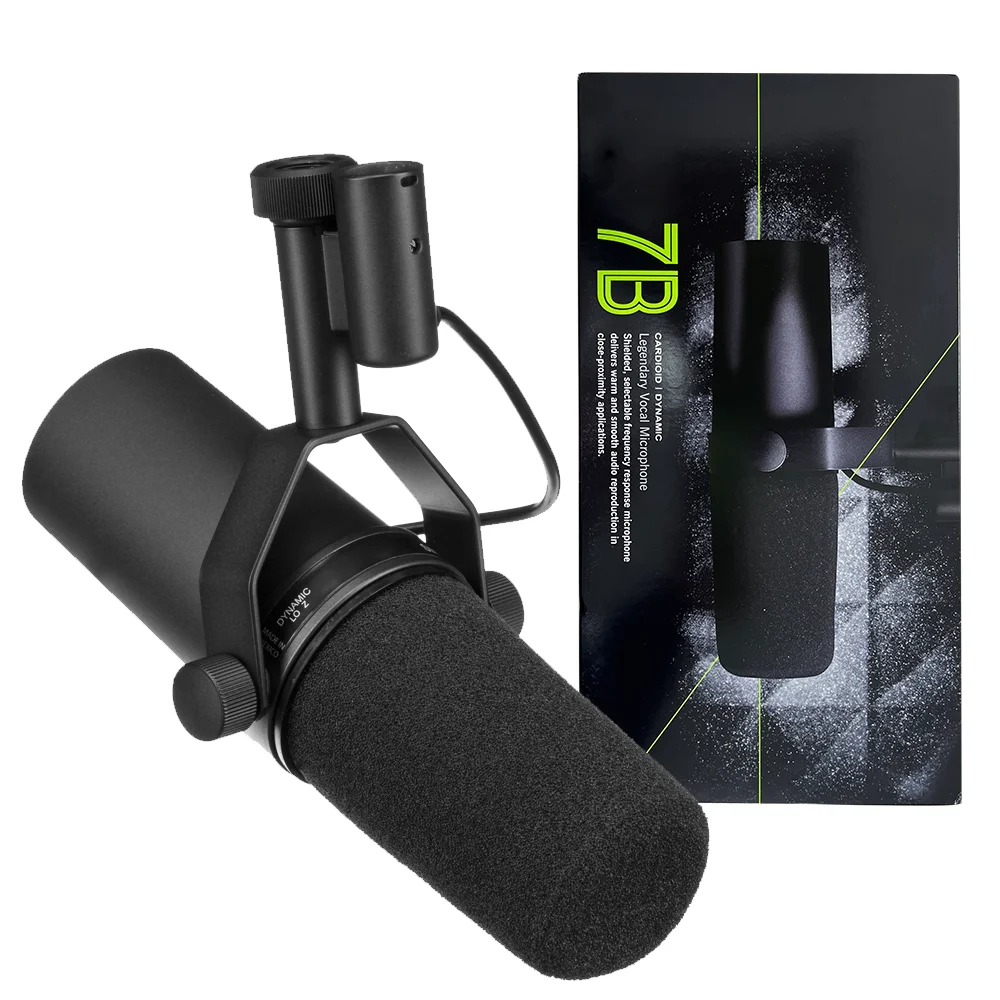 SM7B Cardioid Dynamic Microphone Studio Selectable Frequency Response Mic for Live Stage Recording Podcasting Wired Vocal Microphone