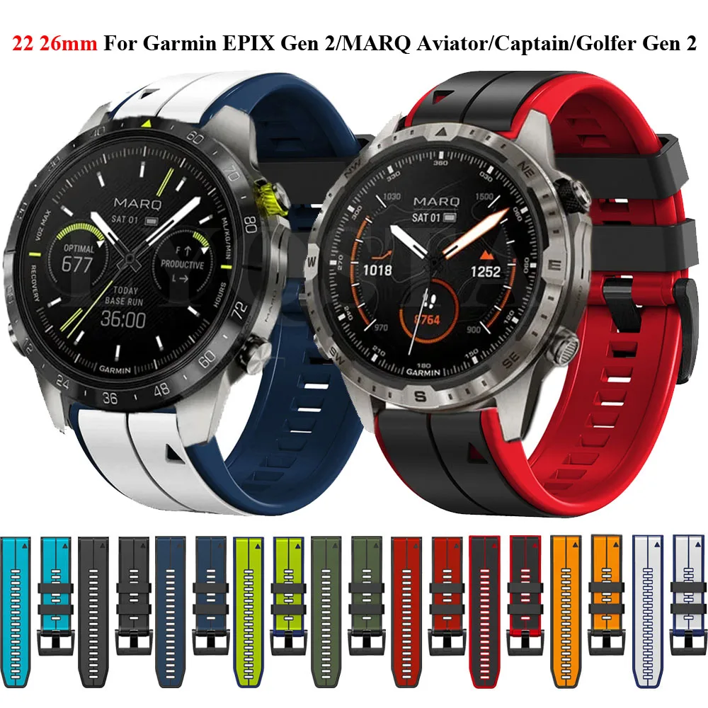 

22 26mm Smart Watchband For Garmin MARQ Golfer Gen 2 Silicone Quick Release Straps For MARQ Adventurer/Athlete Gen 2 Bracelets
