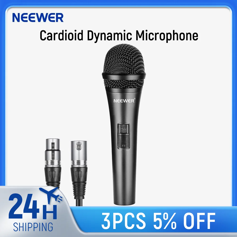 최신 카디오이드 다이나믹 마이크, 3.5mm 수-XLR 암 케이블, 전문 음악용 견고한 금속 구조