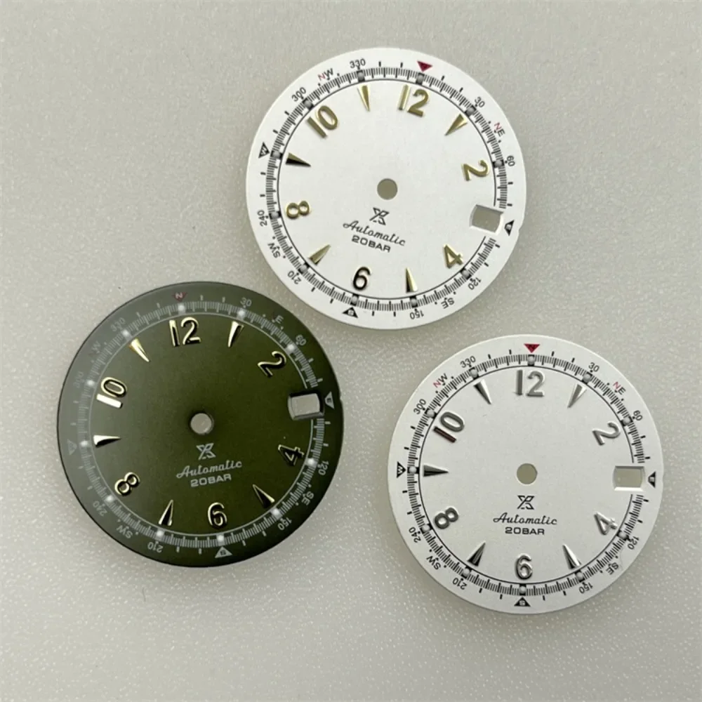

28.5mm Watch Dial Green Luminous Watch Face Vintage Olive Green Literal Watch Dial Accessories for NH35/4R35 Movement