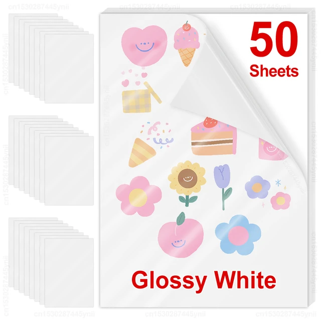 50 Sheets Printable Vinyl Sticker Paper A4 Glossy White Transparent  Self-adhesive Copy Paper for Inkjet Printer DIY Crafts Label - AliExpress