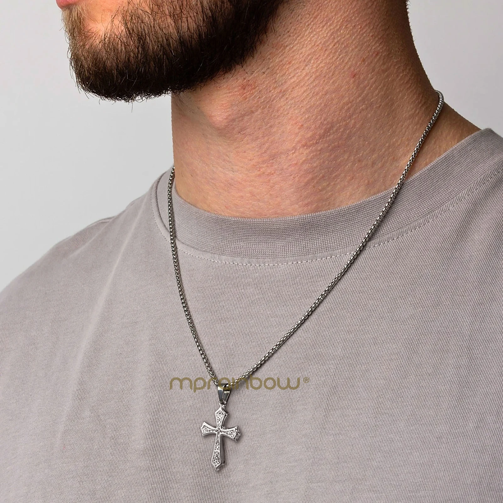 Hip Hop Cross Necklace For Men Women,50/55/60cm Stainless Steel Chic Cross Pendant,Christian Classic Jewelry Gifts_voghion.com