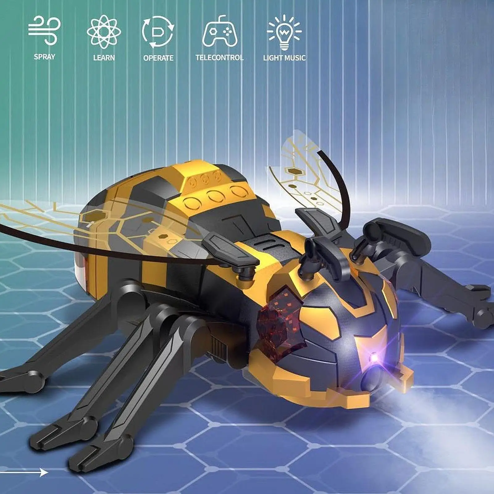 RC Animals Toy Bee Designed with Spray and Light Music for Kids Boys Girls