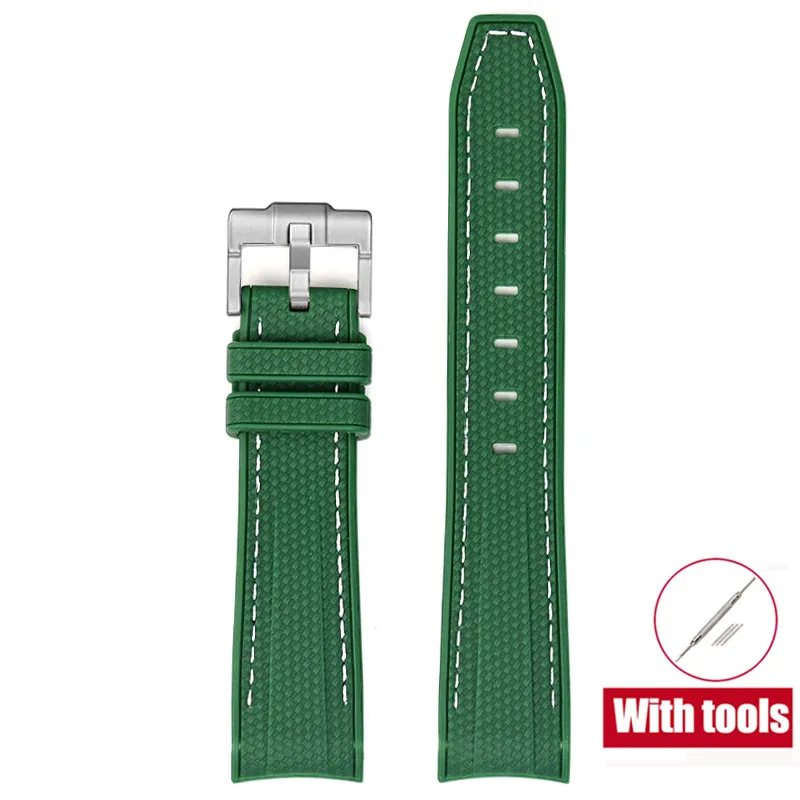 20mm Premium Diving Strap - Arc Curved End TPU Rubber Bracelet with Watch Band Tools