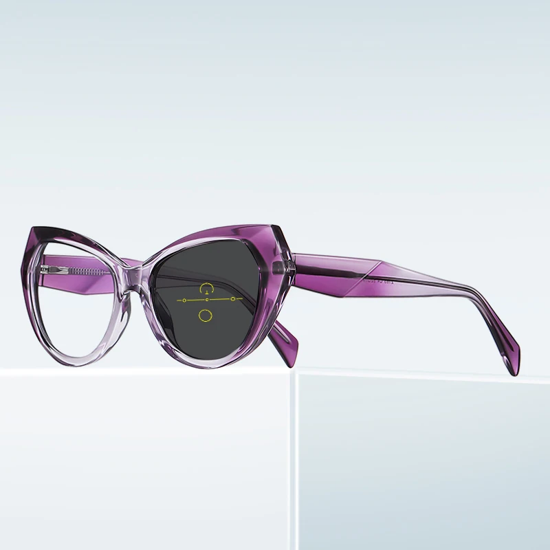 Women's Eyewear Cat Eye Design Multi-focal Progressive Anti-blue Light Glasses Can Be Customised 2163