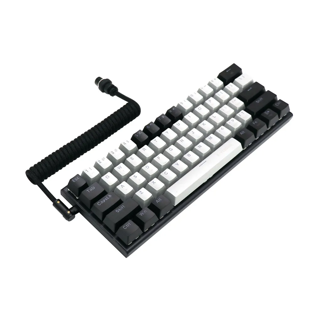 Angitu-cabo Coiled Teclado Mecânico Premium Faça Você Mesmo Custom Usb para tipo c Metal Preto Branco 90 Graus