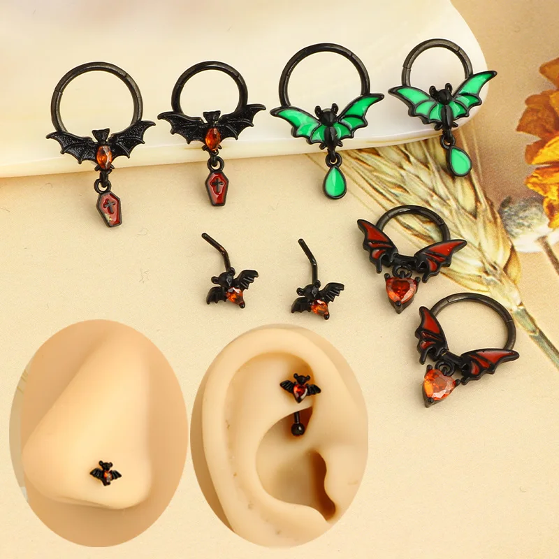 1-8Pcs Belly Button Rings for Women Steel Nipple Piercing Halloween Nose Rings Industrial Barbell Cartilage Earrings Stud Septum