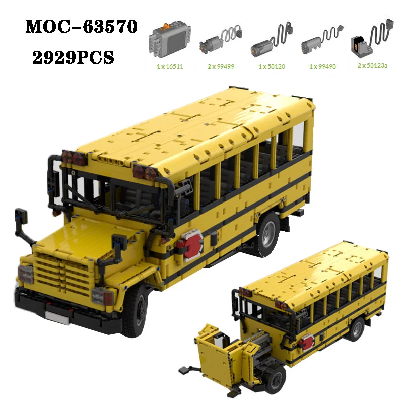

Classic MOC-63570 School Bus 23 Seater High-end Restoration Details 2929PCS Splicing Model Adult and Children Toy Birthday Gift